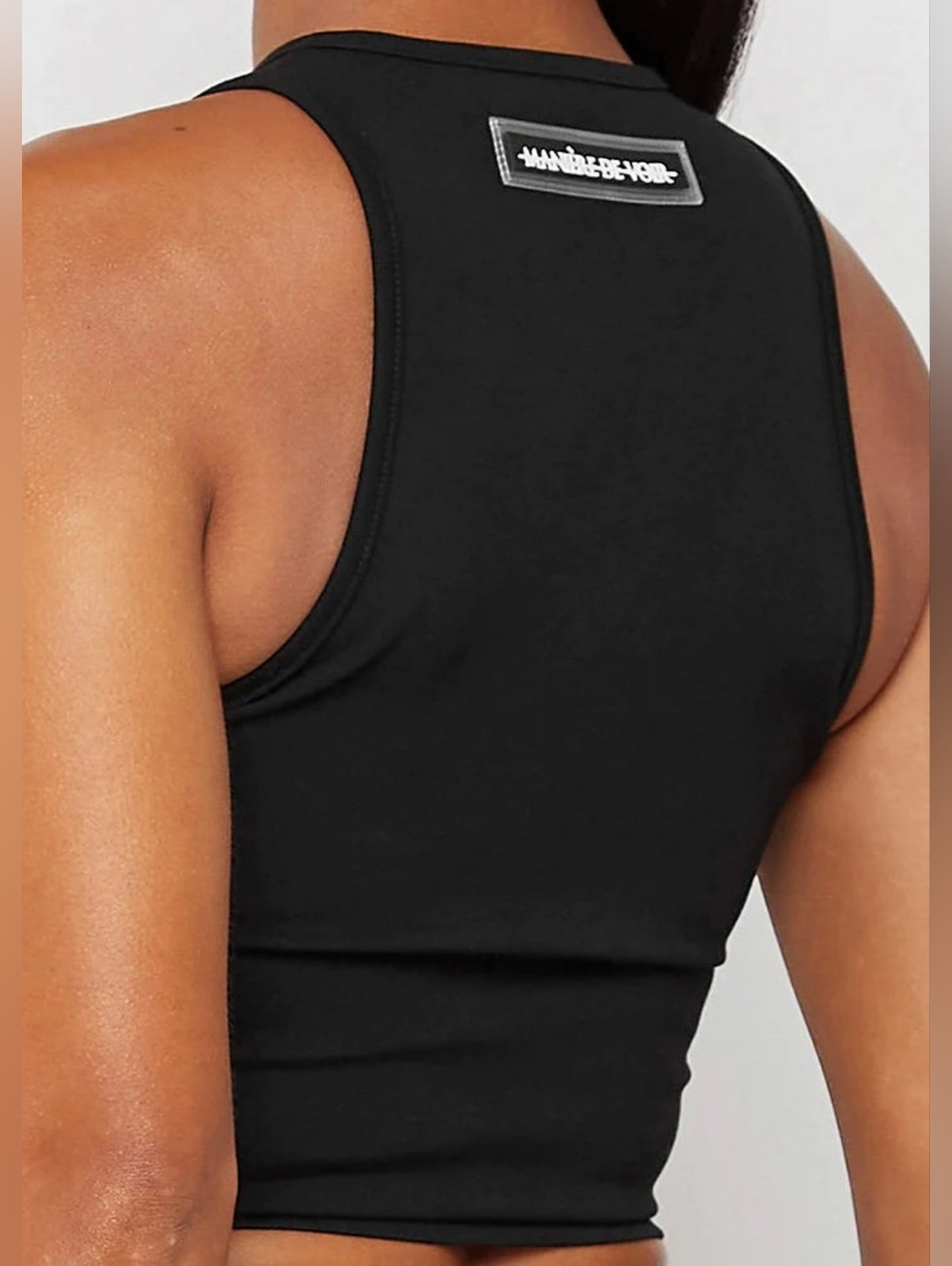 Manière De Voir (MDV) Black Reflective Piped Racer Crop Top UK 8 (US 4) - Picture 4 of 13